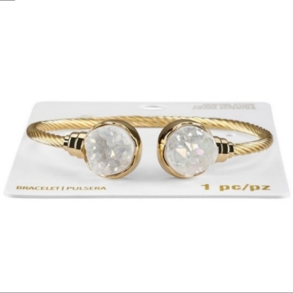 Jewelry - Gold Genuine Druzy Adjustable Bracelet Cuff New
